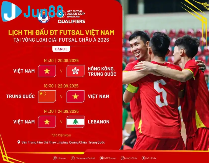 Lịch thi đấu của đội tuyển futsal Việt Nam tại vòng loại futsal châu Á 2026 (Ảnh: VFF)